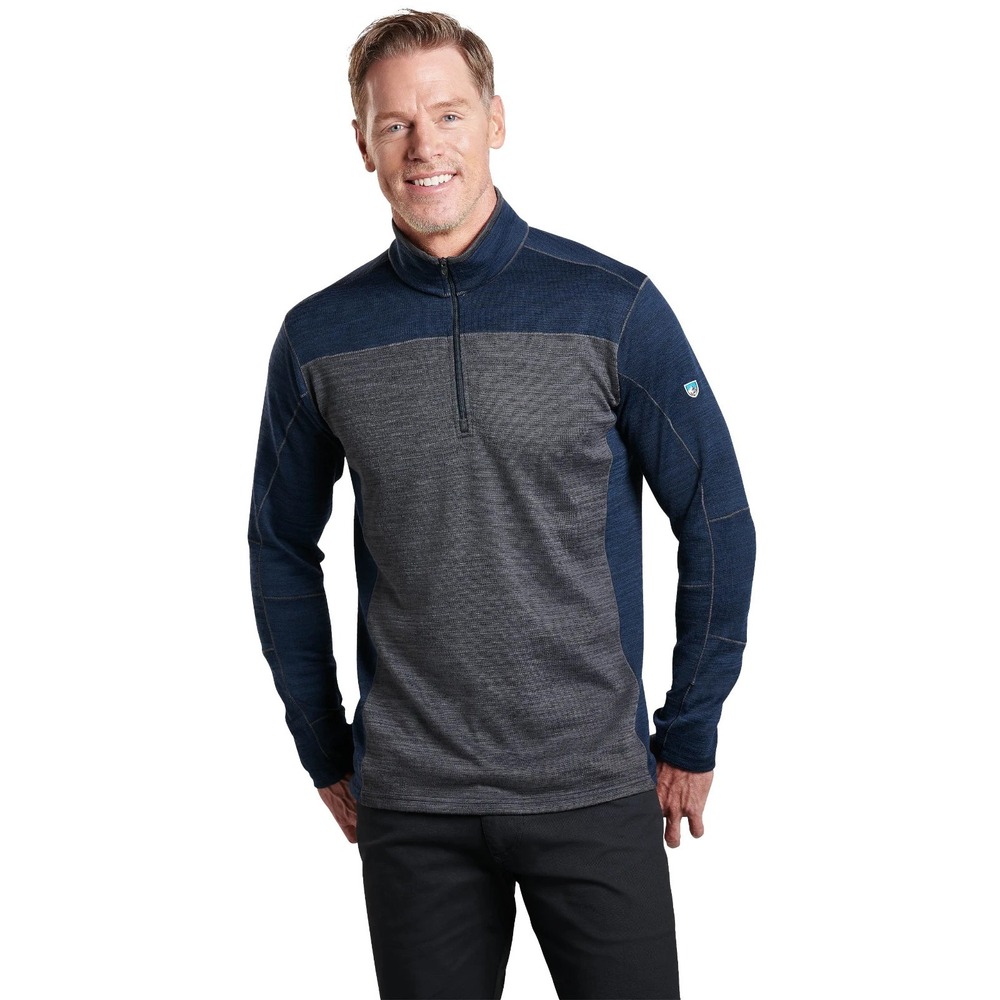 Kuhl Ryzer Sweater Mens Large 1/4 Zip Stretch Fleece Hiking Retro Soft